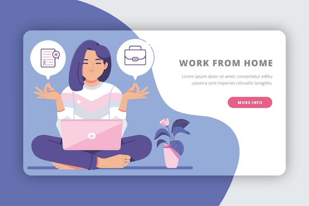 work from home concept creative landing page