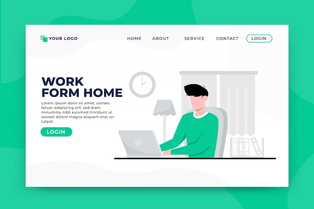 Work from home concept landing page template