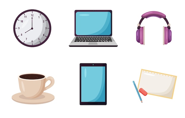 Work from home elements vector illustration