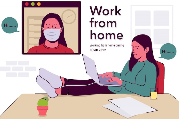 Vector work from home flat design