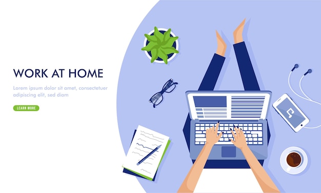 Work from home illustration template