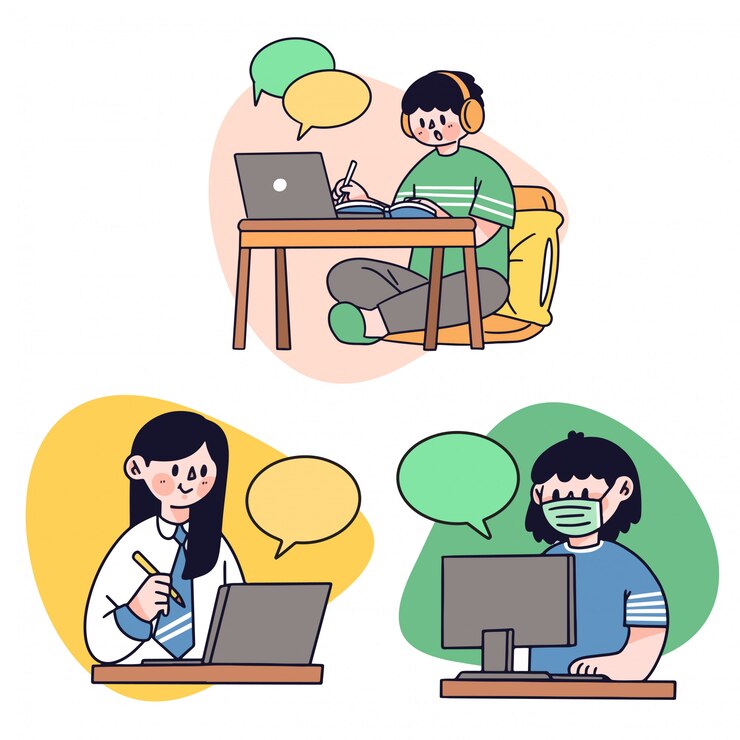 Vector 在宅勤務チームプロジェクトコミュニケーションイラストキャラクターアセットby arkana studio