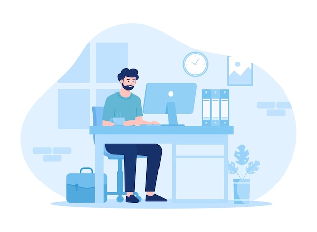 Work from home trending concept flat illustration