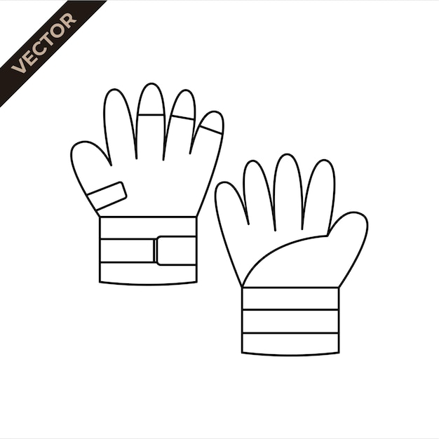 Vector work gloves line art illustration vector illustration with construction theme labor