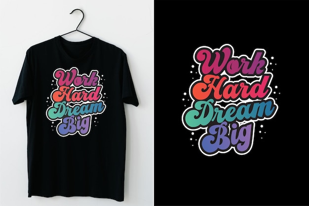 Work hard typography t shirt design template