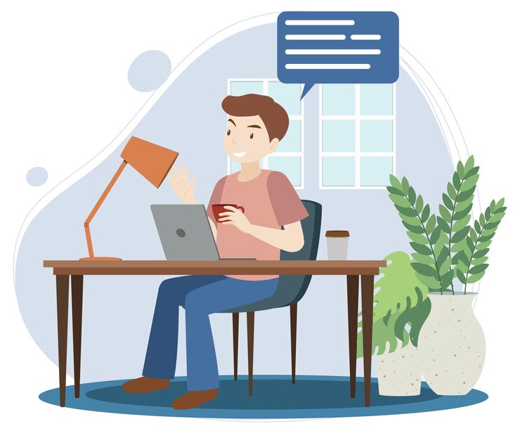 Vector work at home concept in flat design