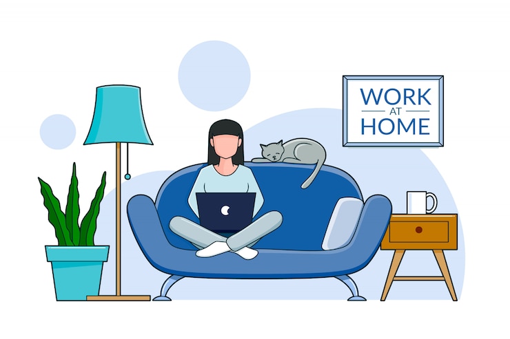 Vector work at home concept illustration