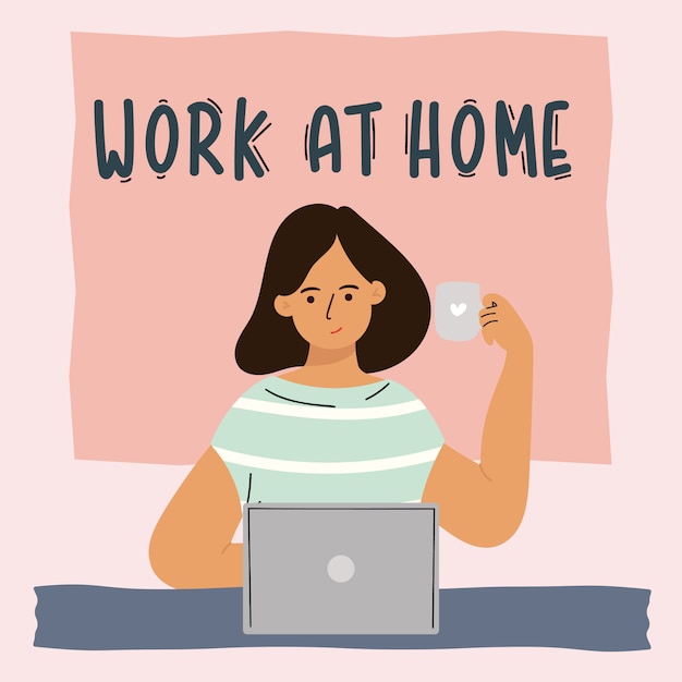 Work at home hand drawn design poster