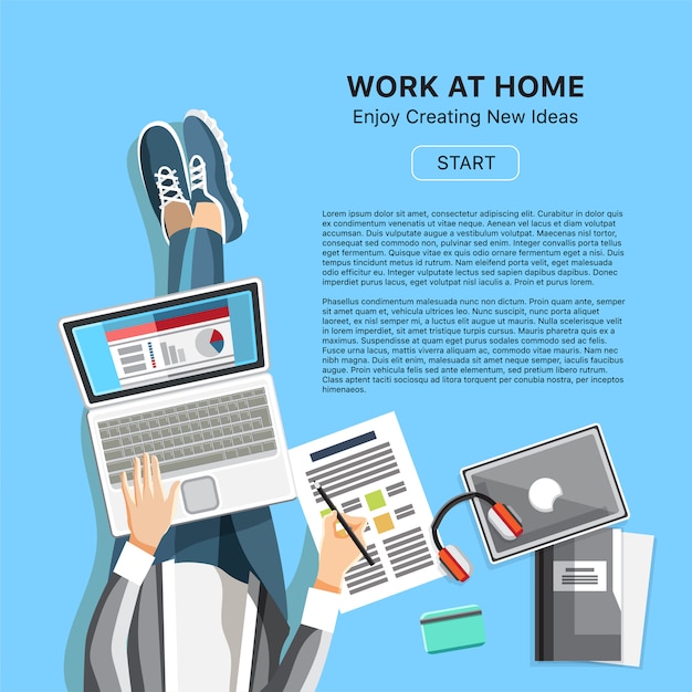 Work at home office concept with man