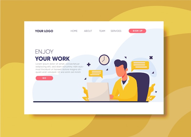 Work illustration for landing page template