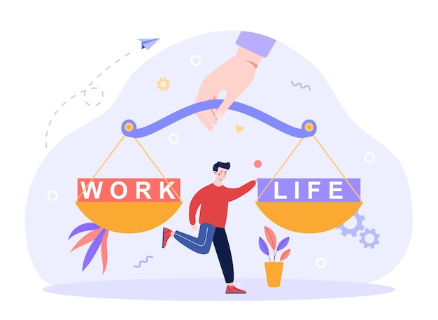 Vector work life balance as career or family relationship scales concept choose between passion love versus