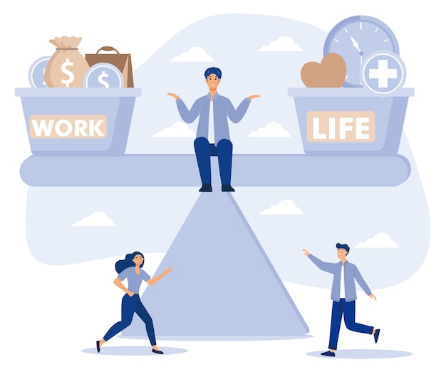 Work and life balance concept leisure or business flat vector modern illustration