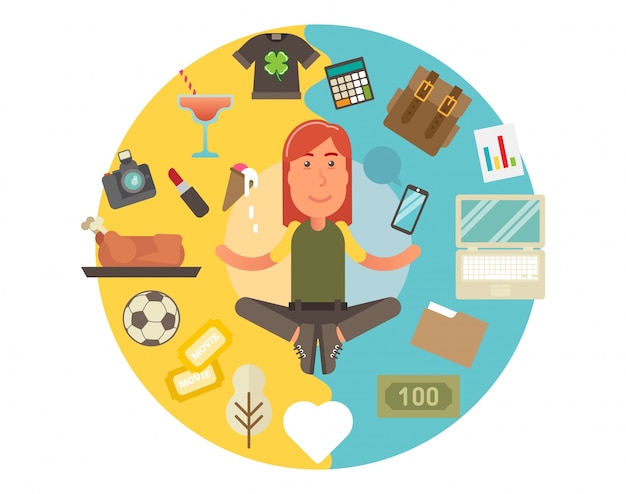 Vector work life and personal life balance concept