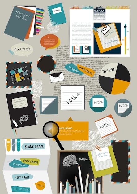 Vector work office web layout.