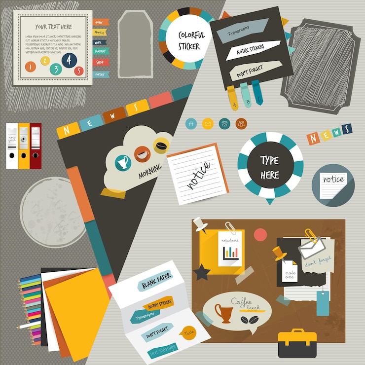 Vector work office web layout.