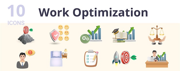 Work optimization set creative icons purpose emotional