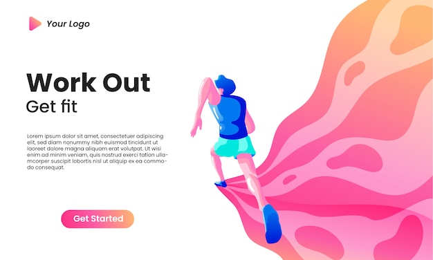 Vector work out landing page concept