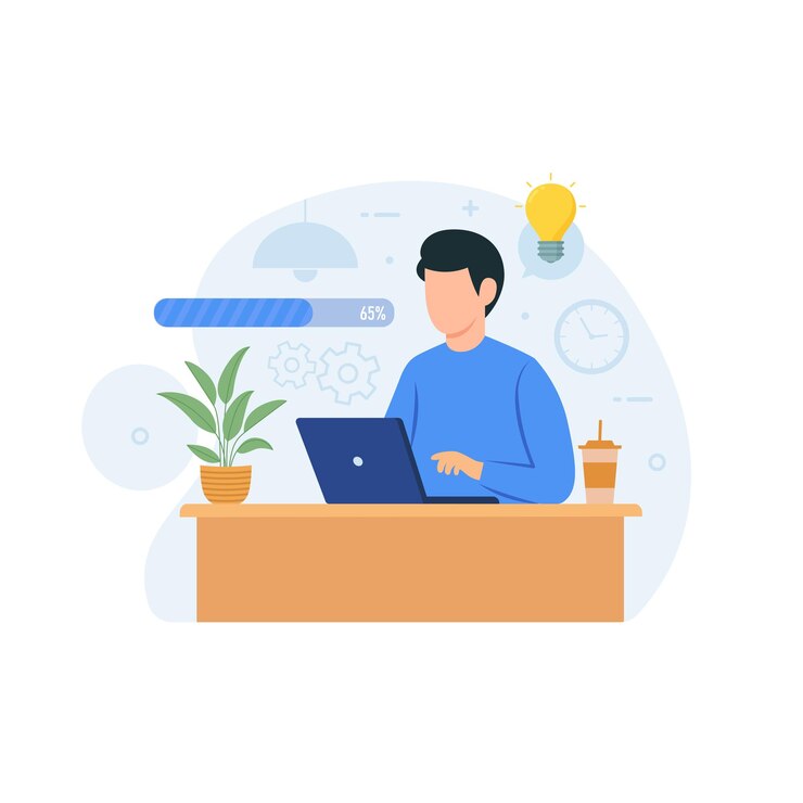 Vector work in progress flat vector illustration