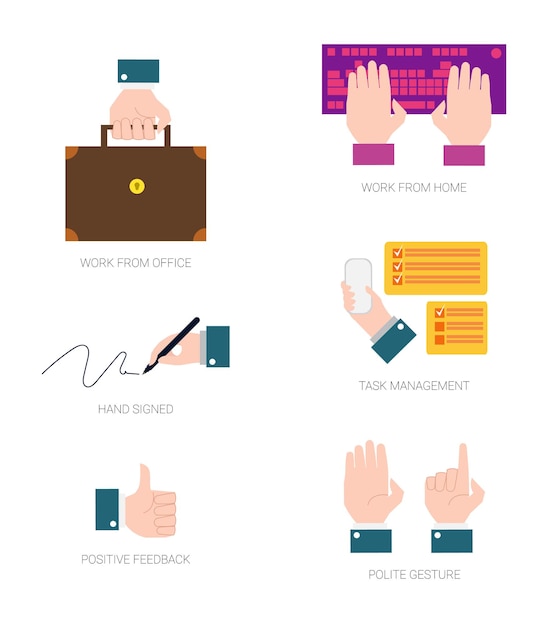 Work related flat icon set for a design element