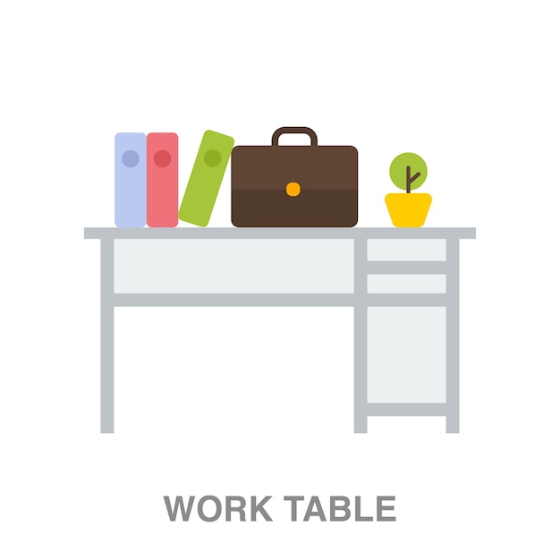 Illustrazione del tavolo da lavoro su sfondo trasparente
