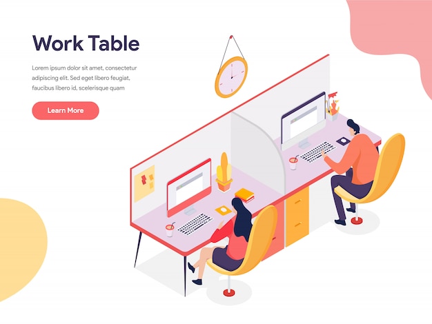 Vector work table illustration