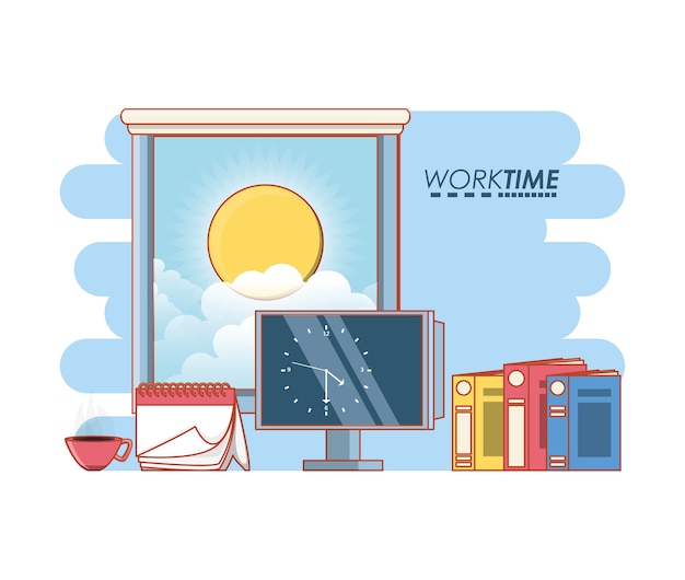 Vector work time elements icons