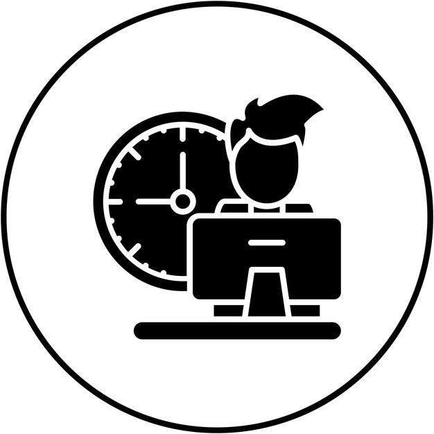 Векторное изображение значка времени работы может использоваться для времени и даты