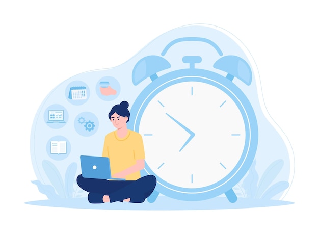 Work on time trending concept flat illustration