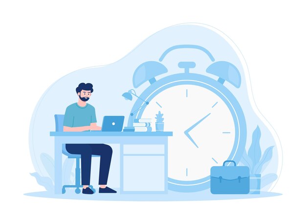 Work on time trending concept flat illustration