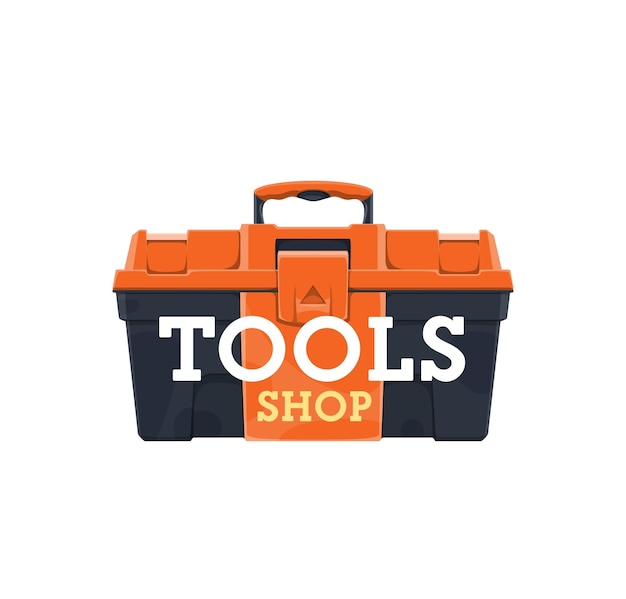 Work tools and equipment shop icon with toolbox