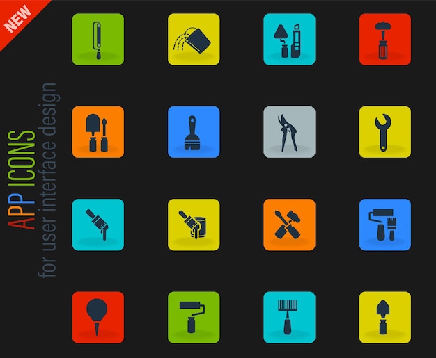 Work tools icons set