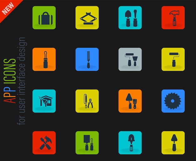 Work tools icons set