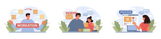 직장에서 멀리서 일하는 디지털 노마드 (Digital Nomad) 또는 프리랜서 (Freelancer)