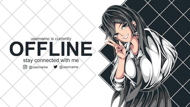 worker anime offline banner for twitch