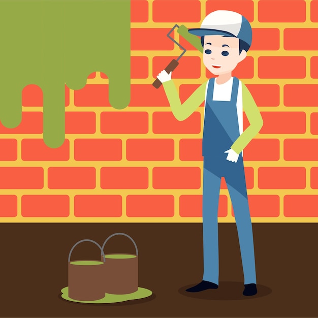 Vector worker character illustration background labour day illustration background