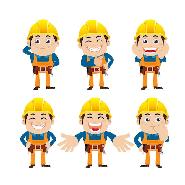 Worker characters in different poses.