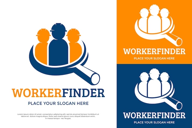 Worker finder vector logo template