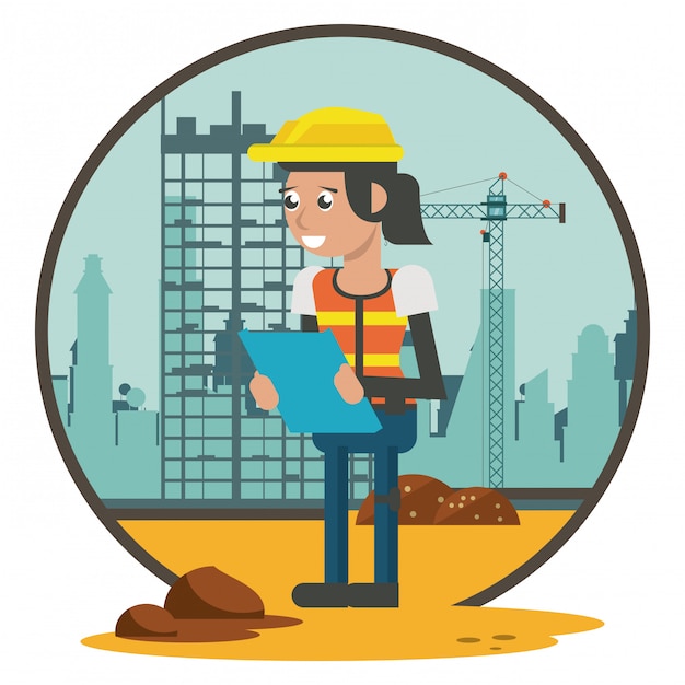 Vector worker geometric cartoon