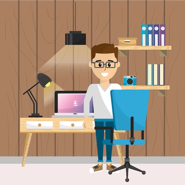Premium Vector | Worker at home office