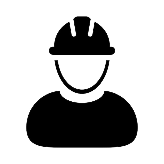 Worker icon vector male construction service person profile avatar with hardhat helmet