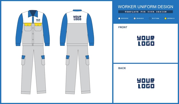 Vettore modello per la progettazione dell'uniforme da lavoro