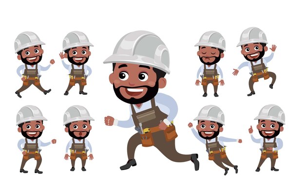 Worker with different poses.