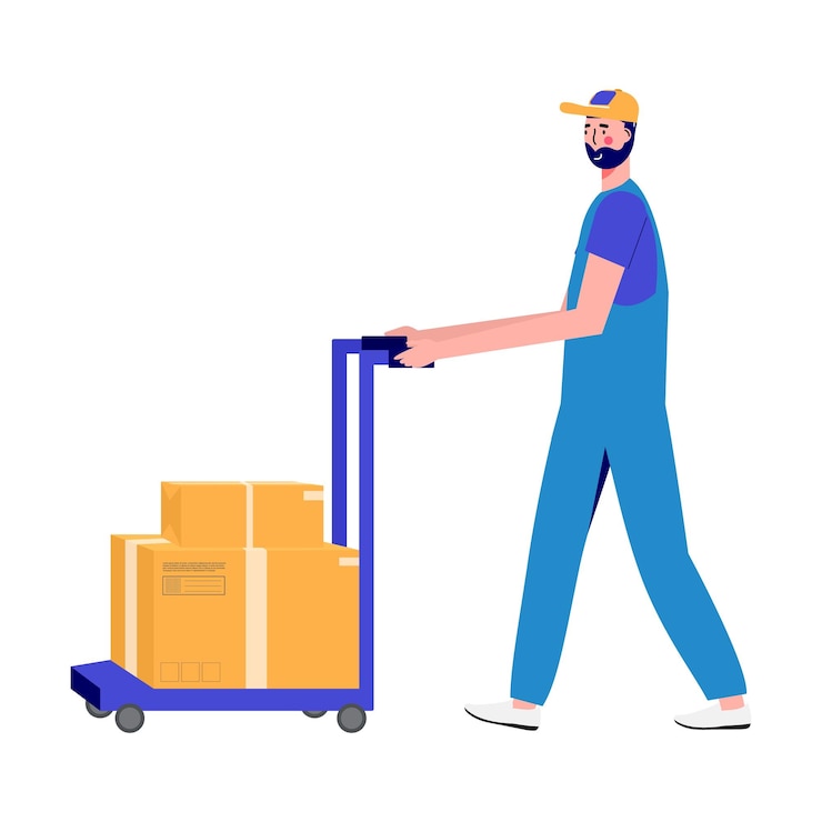 Vector workers moves new home house people moving and collect supplies in boxes men cartoon characters packing belongings young couple unpacking concept delivery relocation move box vector