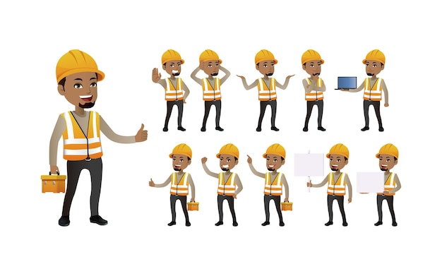 Workers with different poses.