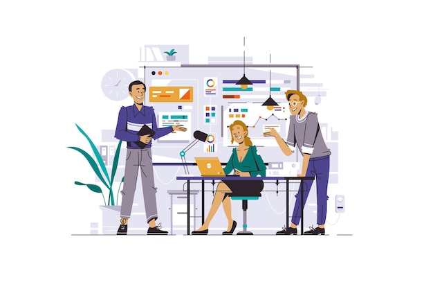 Workflow in business office illustration