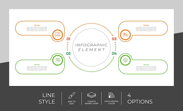 Workflow infographic vector design with 4 steps and line design Step infographic can be used for presentation annual report business purpose