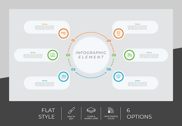 Workflow infographic vector design with 6 steps and flat design Step infographic can be used for presentation annual report business purpose