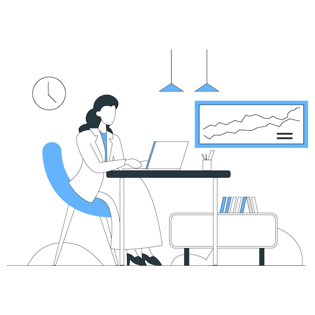 Working chart illustration flat line