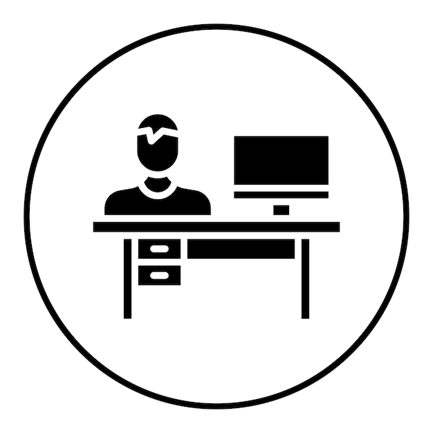 Work on ComputerのベクトルアイコンをWork from Homeのアイコンセットに使用できます