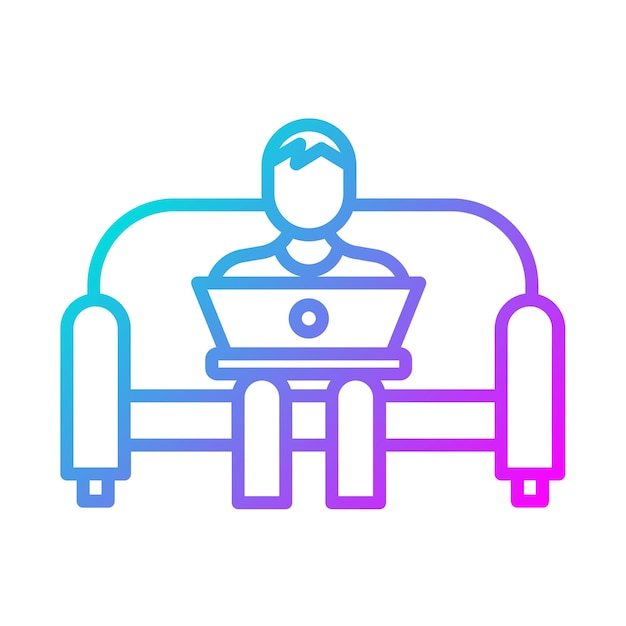 Working on couch vector illustration style